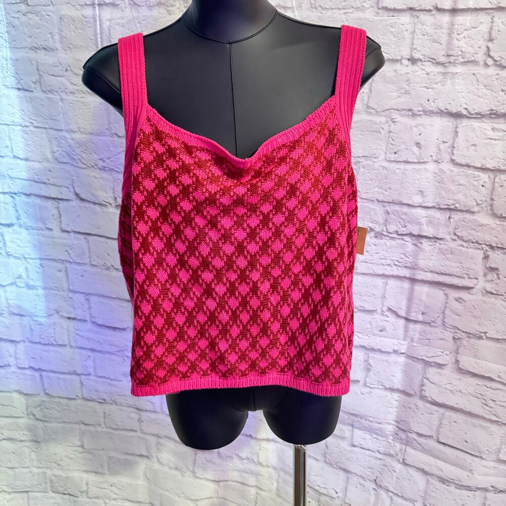 CATO *NWT* Pink and Red Tank Cropped Sweater sz XL flashy cute Cropped